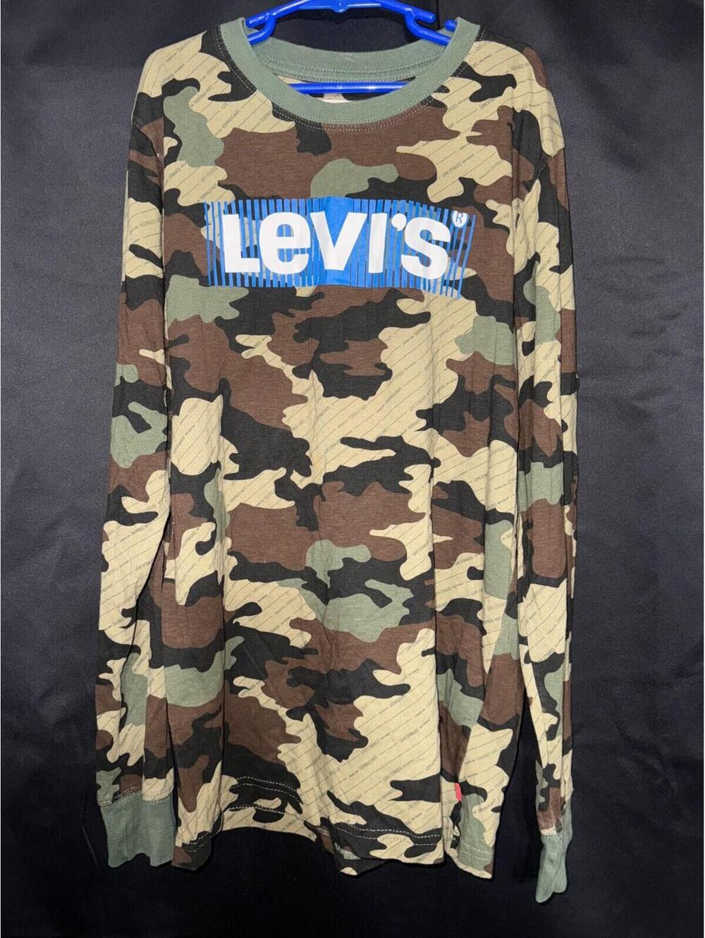 Levi Strauss & Co. Camo Boys Long Sleeve Green T-Shirt - Size Large (14?)